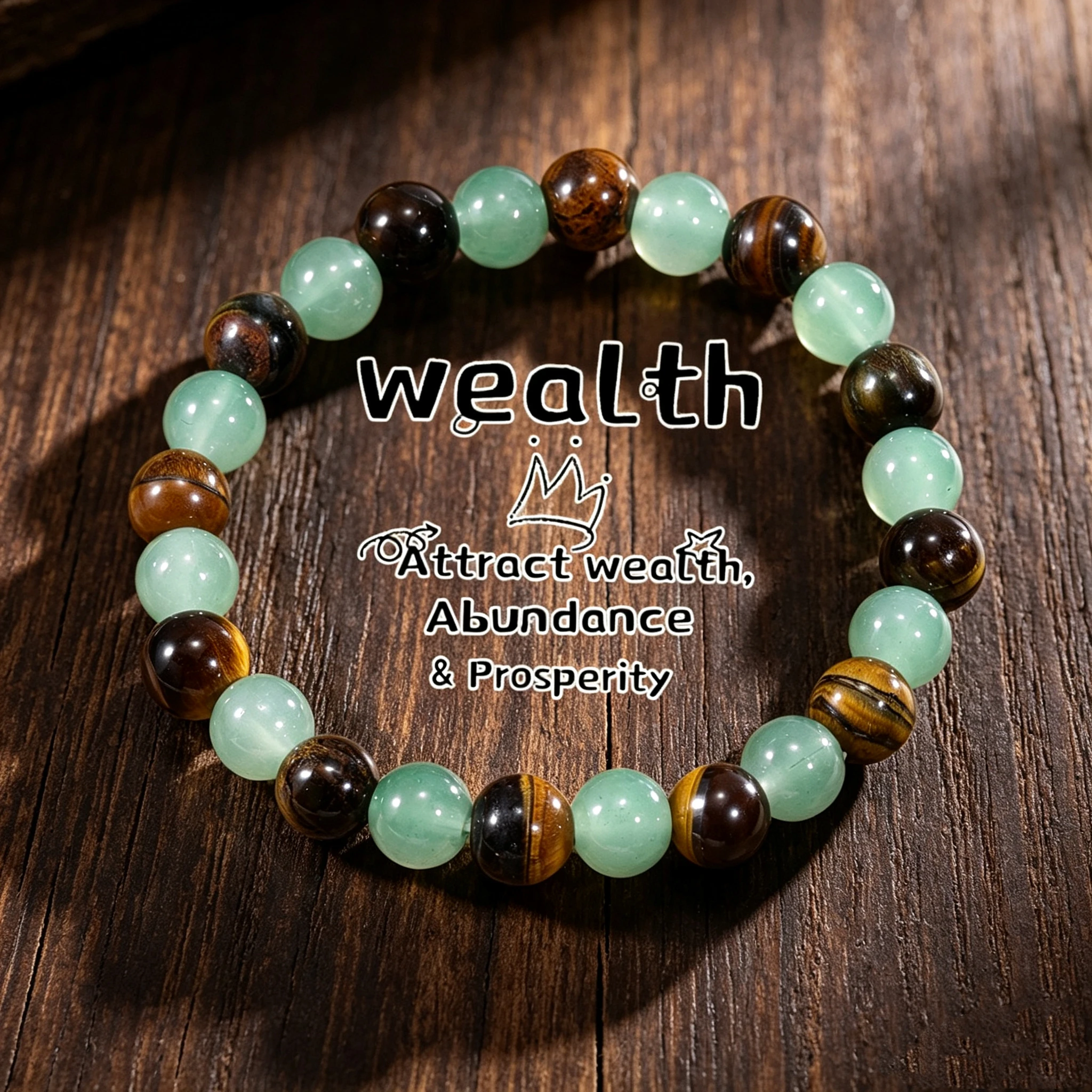 Bracelet en pierre œil de tigre naturel et aventurine verte, attirant la richesse et la prospérité, bracelet perlé symbolique