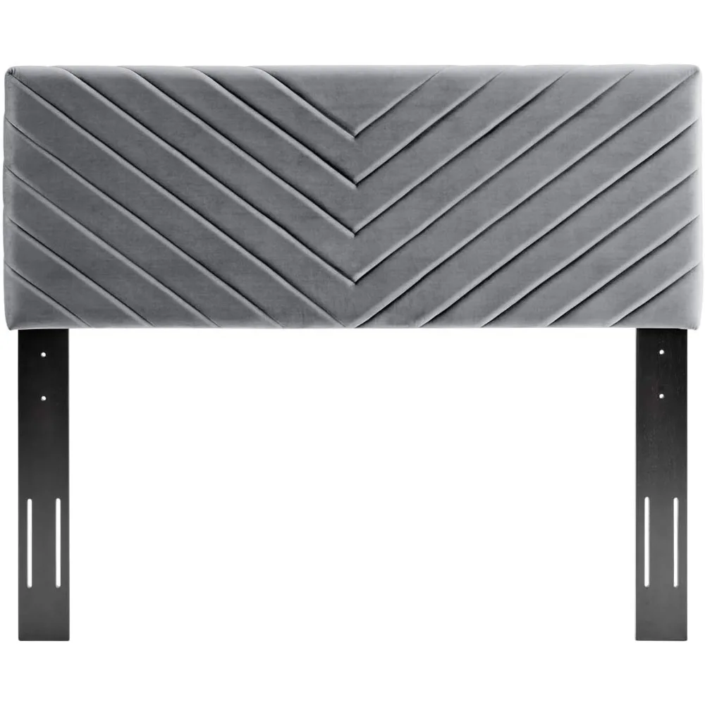 Cabeceira Angular Channel Tufted Performance Velvet Califórnia em Carvão, Modelo: Rei