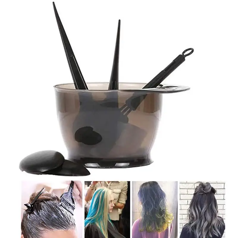Juego de cuencos de cepillo para tinte de cabello, 4/6 Uds., con tapas para las orejas, mezclador de tinte, aplicador para teñir el cabello, accesorios de estilismo para peluquería
