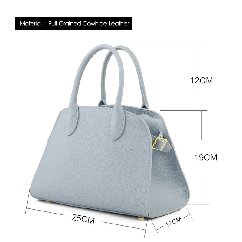 Donna-in Genuine Leather Women Handbag Natural Full Grain Cowhide Large Capacity Casual Tote Bag Solid Fashion Commute