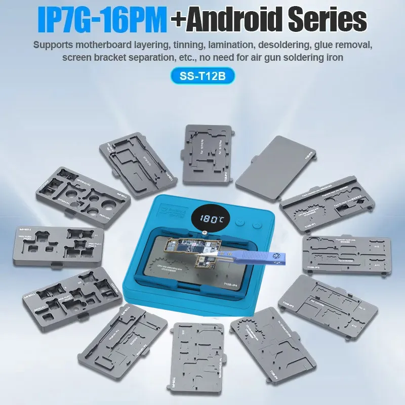 SS-T12B Intelligent Motherboard Layered Heating Platform Support Android+IP7G-16PM Mobile Phone CPU Face ID Camera Repair Tools