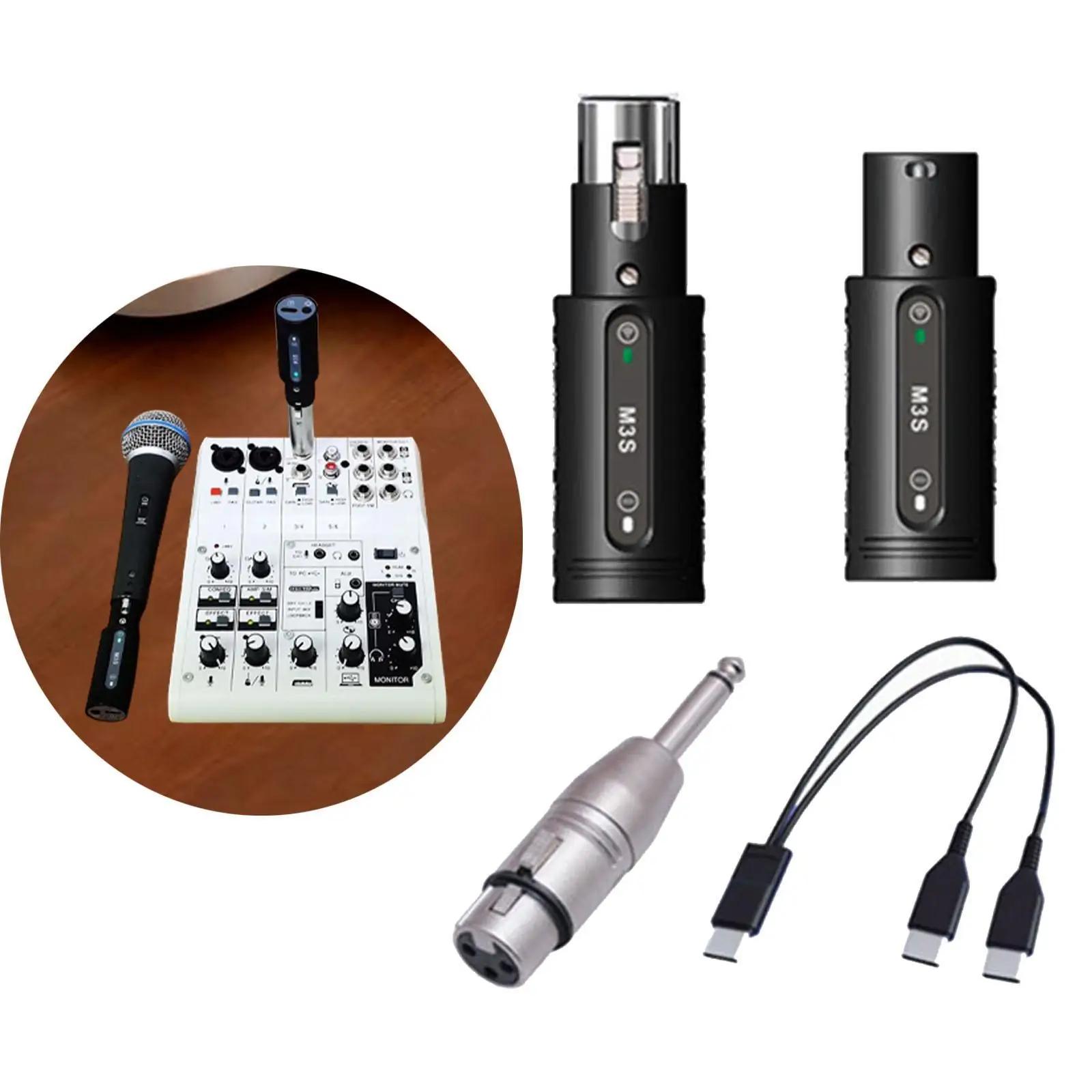 

Mic Transmitter Receiver Cordless Microphone System for PA System Condenser
