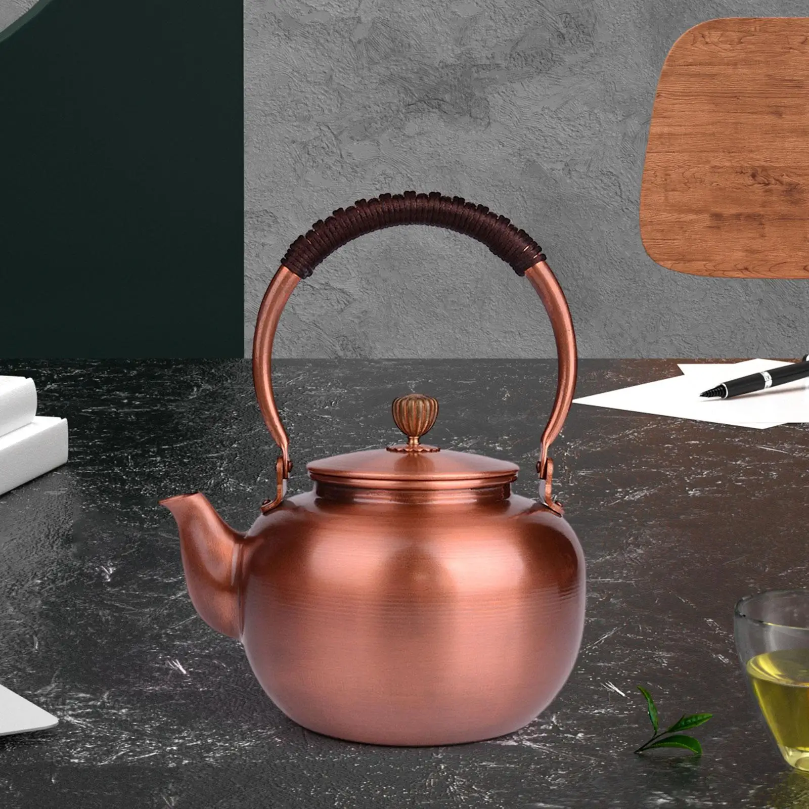 

Copper Teapot Hot Water Kettle 1200ml Chinese Traditional Teapot Tea Maker Kung Fu Tea Pot Teawear for Restaurant Household