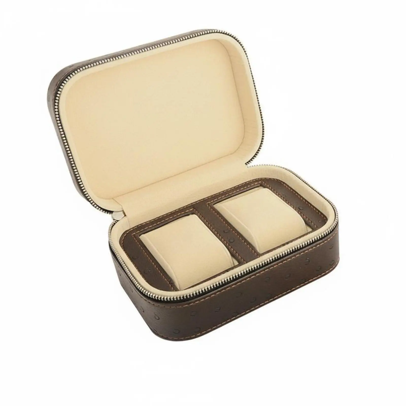 Scratch Resistant Leather Watch Travel Case Portable Flannel Lined Storage Box for Watches Rings Small Items