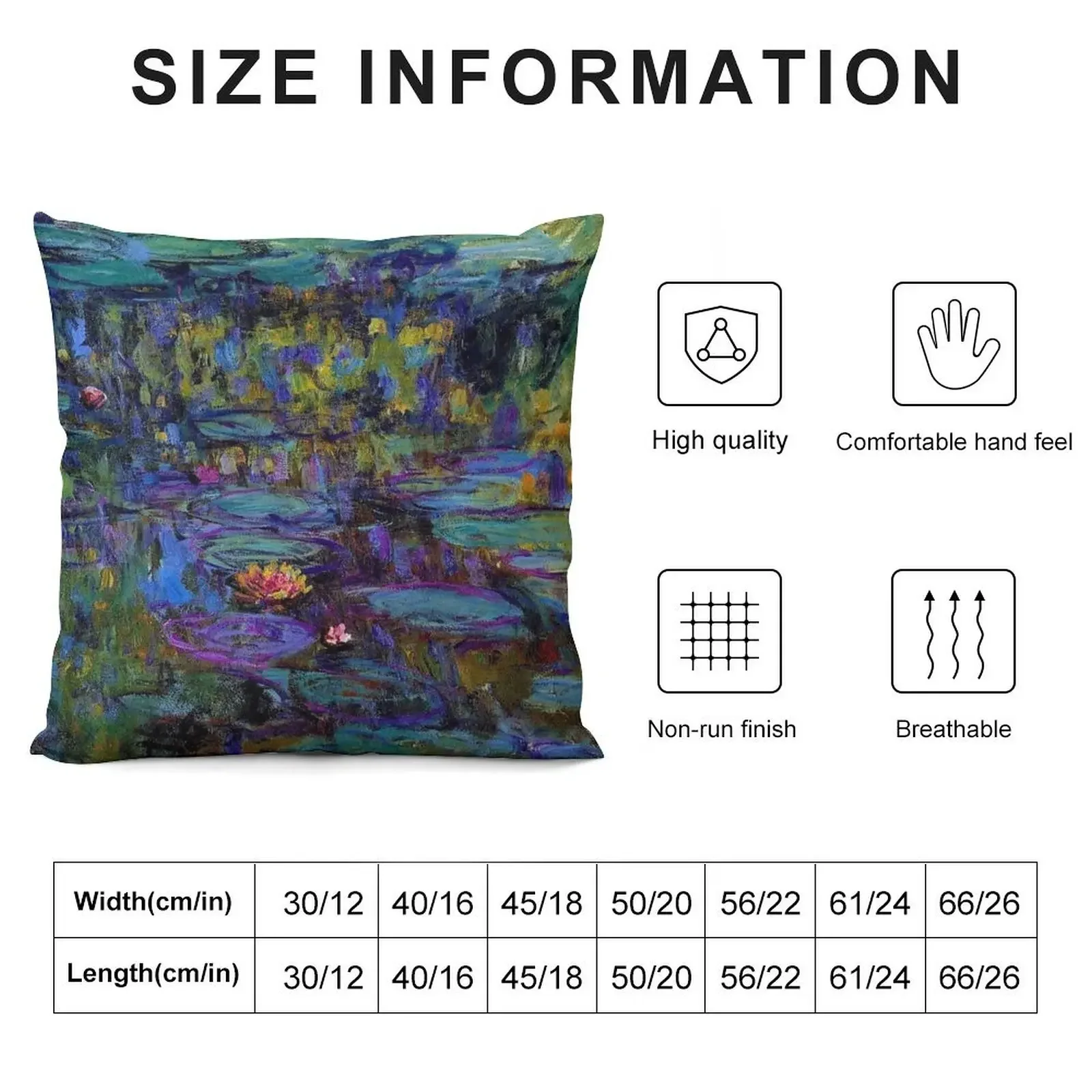 Monet Water Lilies Throw Pillow Luxury Cushion Cover ornamental pillows for living room pillow