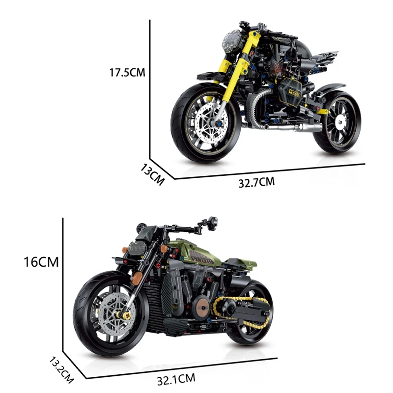 Hot Technical Motorcycle Building Blocks Bricks Duke Harleys Motorbike Locomotive Road Racer Assemble Model Vehicle Kids Toys