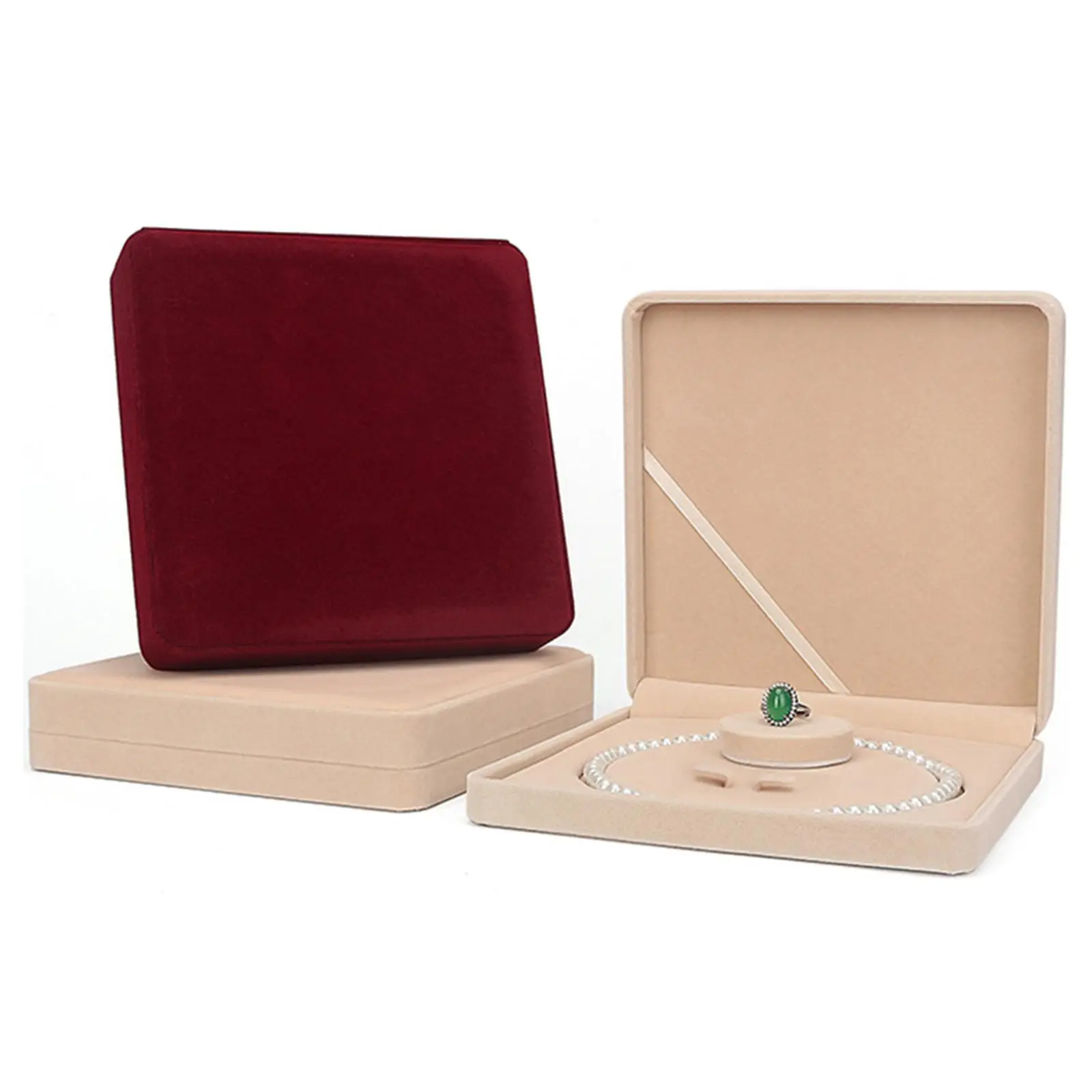 

Velvet Box Display Case for Pearl Necklace Velvet Cushion Interior Portable