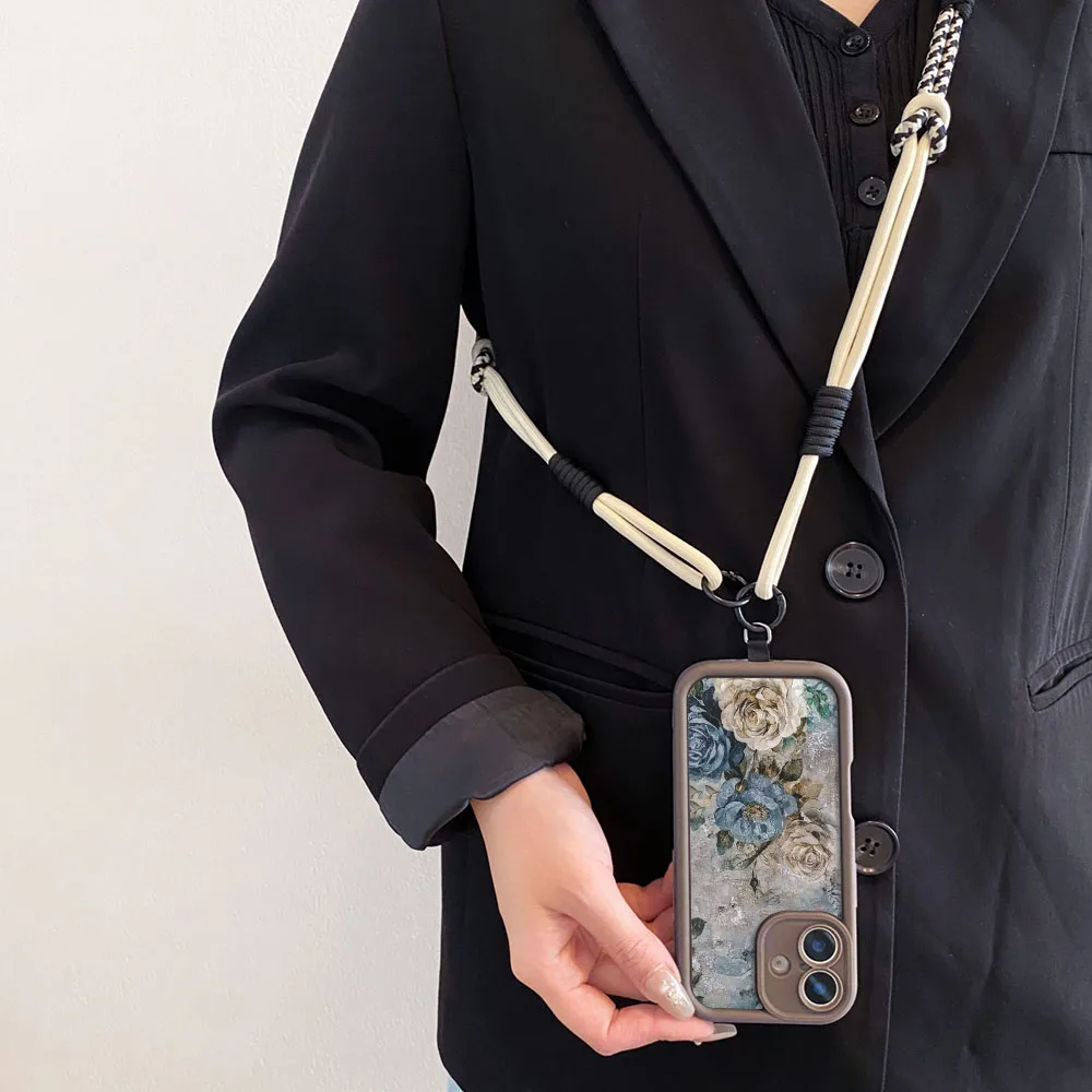 2025 قلادة حزام PhoneCaseForXiaomi PocoX7 X6 F7 F6 M7 M6 F5 X5 X3 M3 Pro C55 C65 C75 C71 ريترو الأزهار Crossbody غطاء الحبل #4