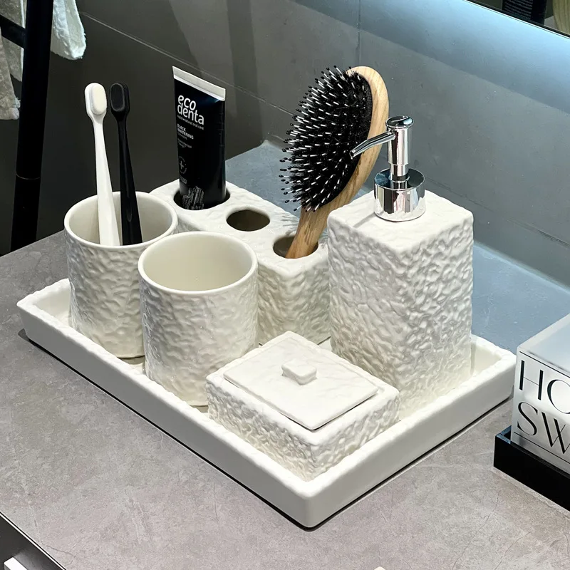 Toothbrush holder Wash set Light luxury bathroom countertop Electric toothbrush Toothpaste ceramic rack Toilet storage rack