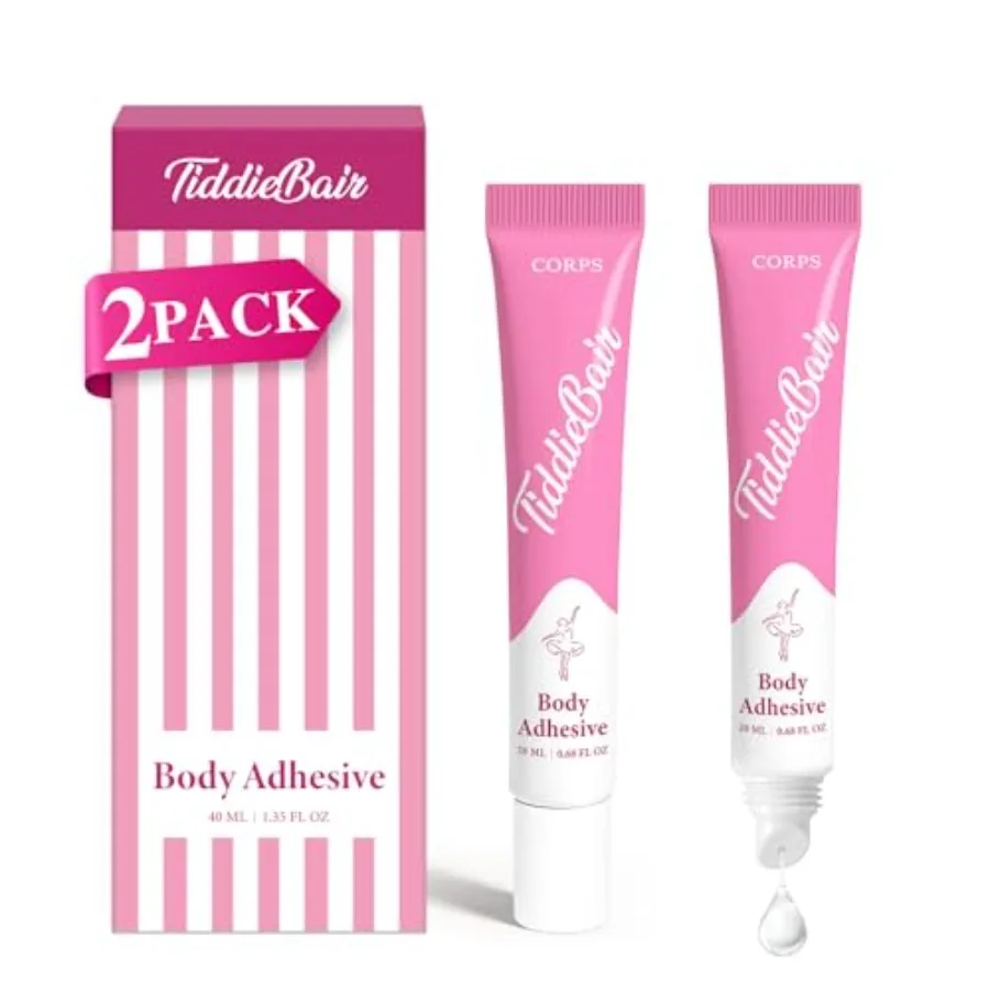 

2-Pack 40ml Body Glue for Clothes - Body Adhesive Fashion Glue Alternative for Low-cut Styles Strapless Dresses and Work Blouse
