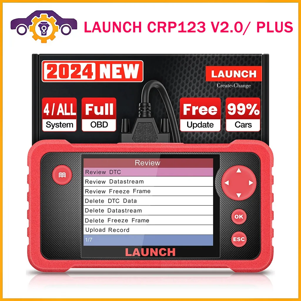 Сканер LAUNCH X431 CRP123 V2.0 PLUS obd2, автоматический считыватель кодов, полный диагностический инструмент для считывания чистого кода, бессрочное бесплатное обновление