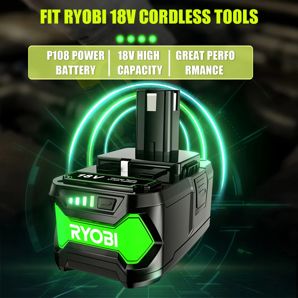

For Roybi P108 Battery 6000mAh With 6A Dual Charger Replacement Battery For Roybi 18V ONE System P102 P103 P104 P105 P107 P109