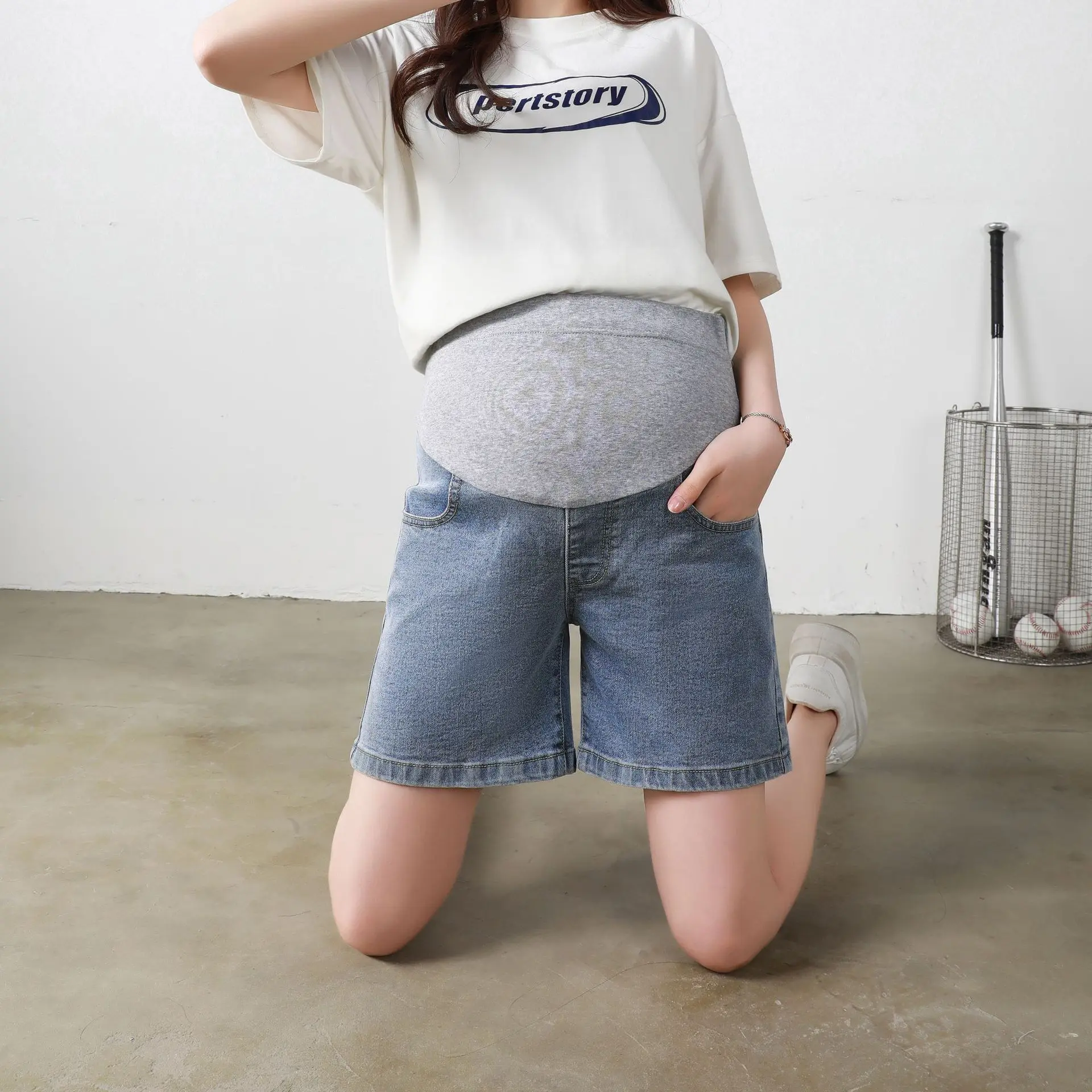 Pregnant Women Denim Jeans Shorts Pants Plus Size Loose Casual Maternity Belly Pants Trousers Wide Leg Shorts Pregnancy Clothing