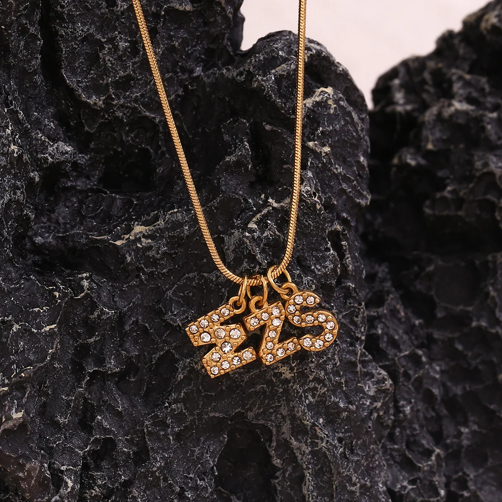 E.B.belle Mini Rhinestone Letter Pendant Water Resistant 18K Gold Plated 316L Stainless Steel Jewelry Pendants image 6