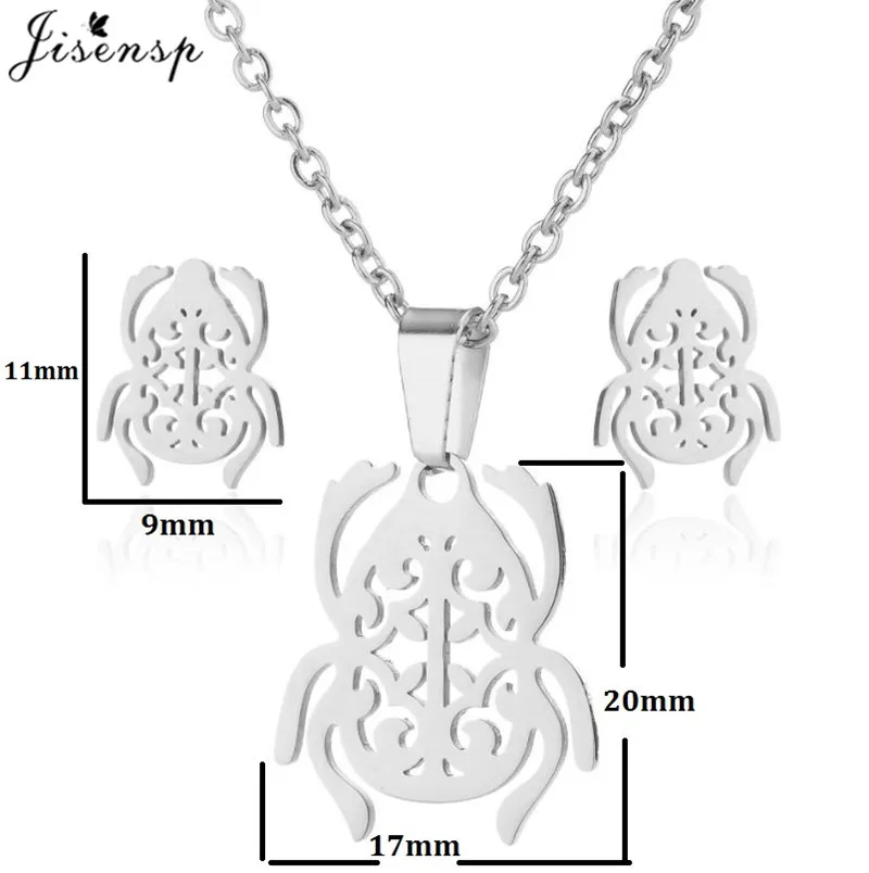Vintage Stainless Steel Elephant Scarab Charm Necklace Women Cute Koala Tiger Jewelry Set Girls Animal Earring Accessories view 3