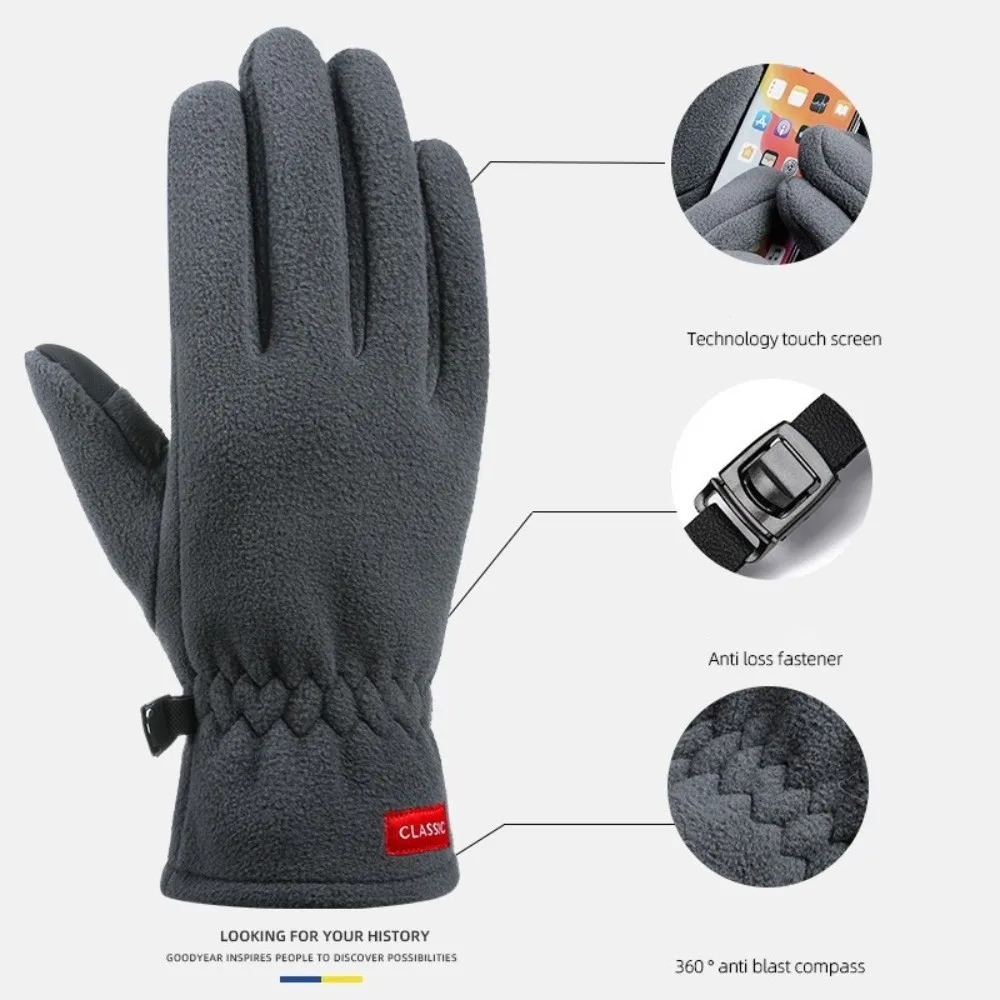 New Polar Fleece Winter Gloves Warm Full Finger Touch Screen Gloves Touchable Screen Skiing Gloves Gift