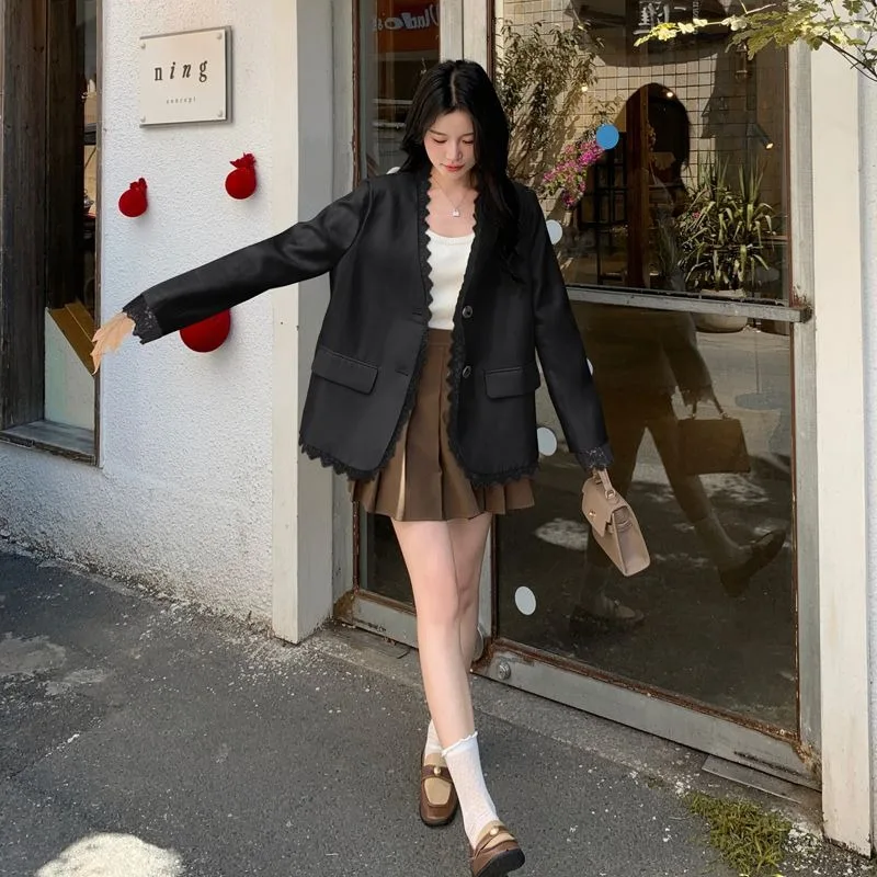 2025 New Lace Splicing Stylish Hot-selling Suit Jacket, 2025 High-end Spring New Stylish Casual Suit