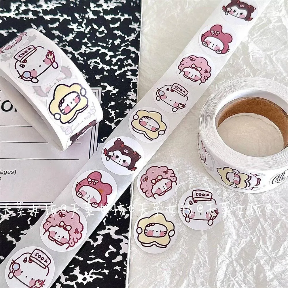 500Pcs Sanrio Hello Kitty Sealing Stickers Kuromi My Melody Cute Cartoon Stickers Round Diy Decor Album Diary Label Graffiti