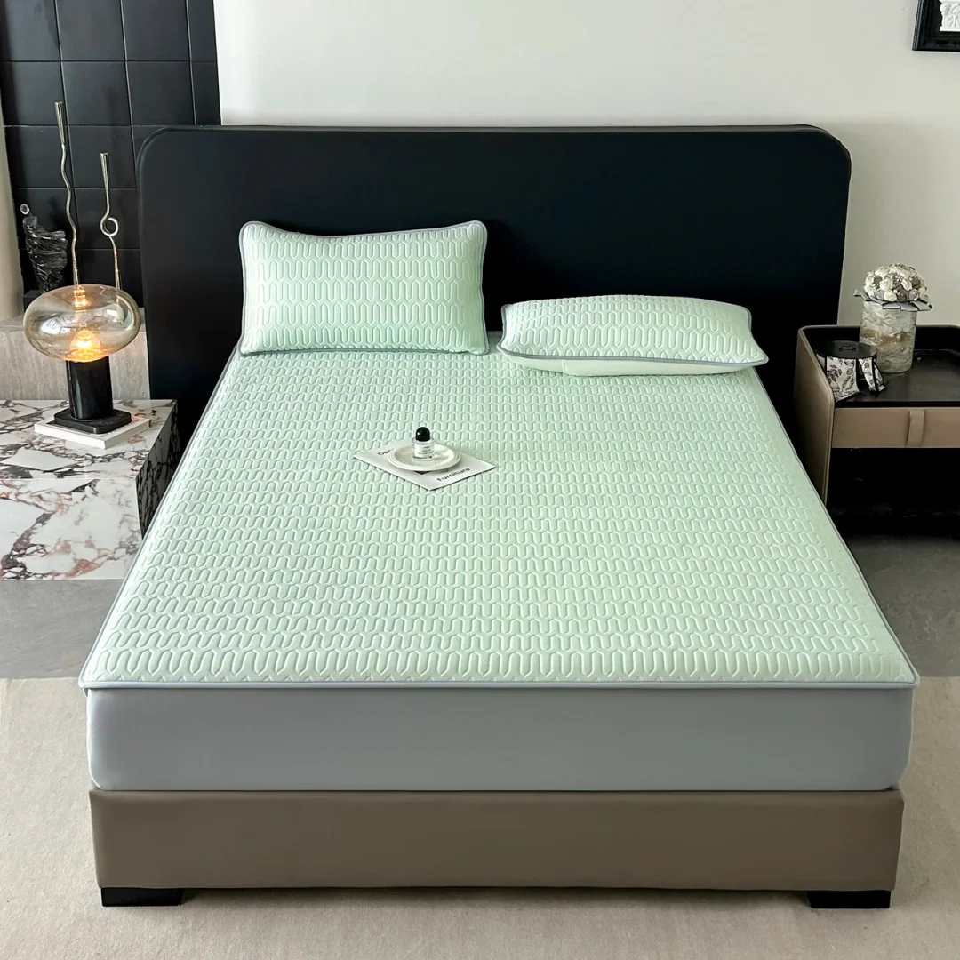 Ice Cream Cool Feeling Spandex Quilted Polyurethane Single Fitted Sheet 2026 Spring Summer New Wavy Design