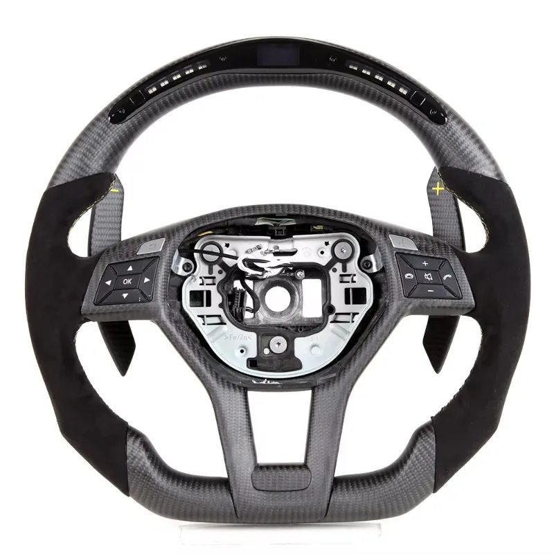 LED Carbon Fiber Steering Wheel New High Speed Car Anti Slip Parts