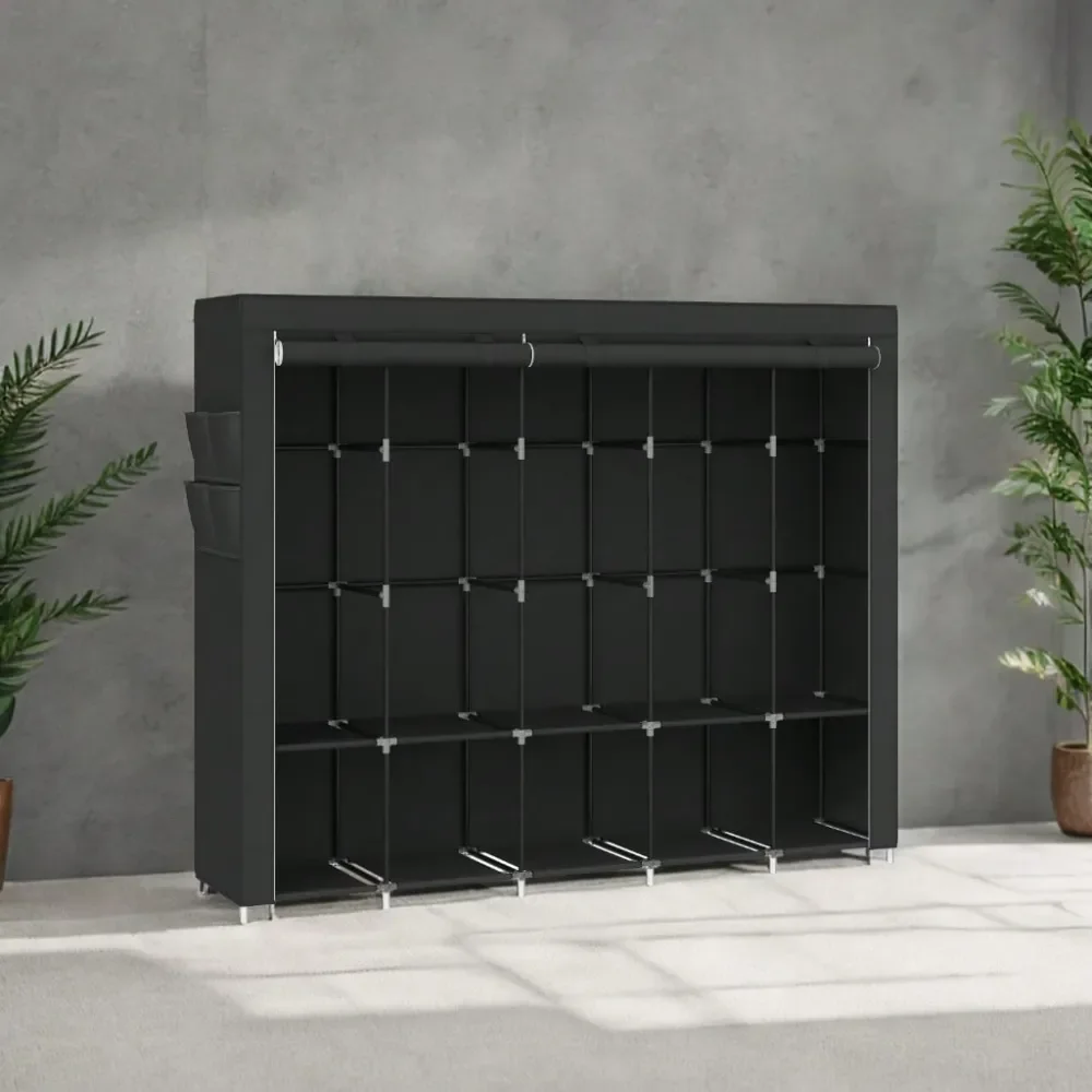 

Portable Closet, Wardrobe Closet Organizer With Cover, 5 Hanging Rods And Shelves, 4 Side Pockets, 83 X 17.7 X 65.7 Inches, Lar