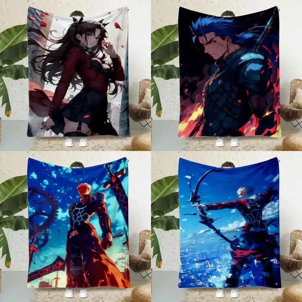 Fate Stay Night Anime Printed Throw Blanket Soft Cozy Warm Perfect for Home Travel Birthday Gift