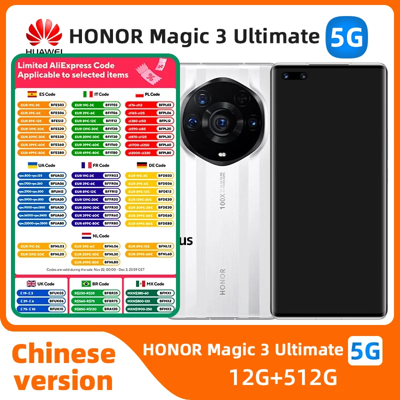 HONOR Magic 3 Ultimate Edition 5g SmartPhone Snapdragon 888 Plus 6.76inch 120HZ Screen 64MP Camera 4600mAh Original Used Phone