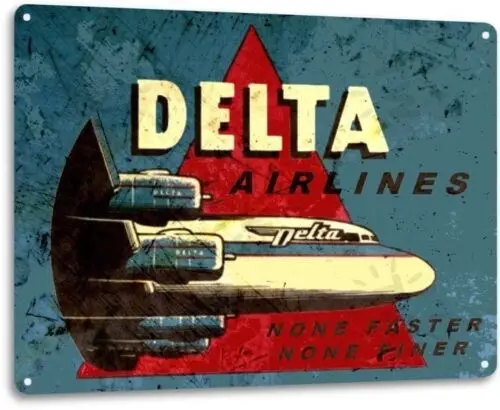 Fluggesellschaften-Logo, Jet-Flugzeug, Retro-Vintage-Wanddekoration, Metall-Blechschild – Aluminium