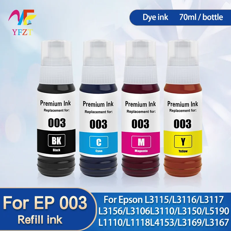 For EPSON Dye ink 003 Refill ink kit For EPSON L3250 L3251 L3252 L3256 L3260 L3550 L3556 L3560 L5190 L5196 L5290 L5296 L5590