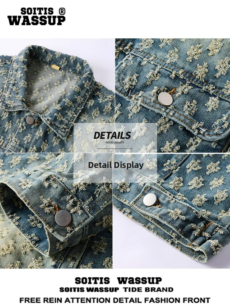 

Wassup American Retro Denim Jaet Loose ex High Street Trend Spring Autumn Youth Faion Cotton Polyester Blend Coat