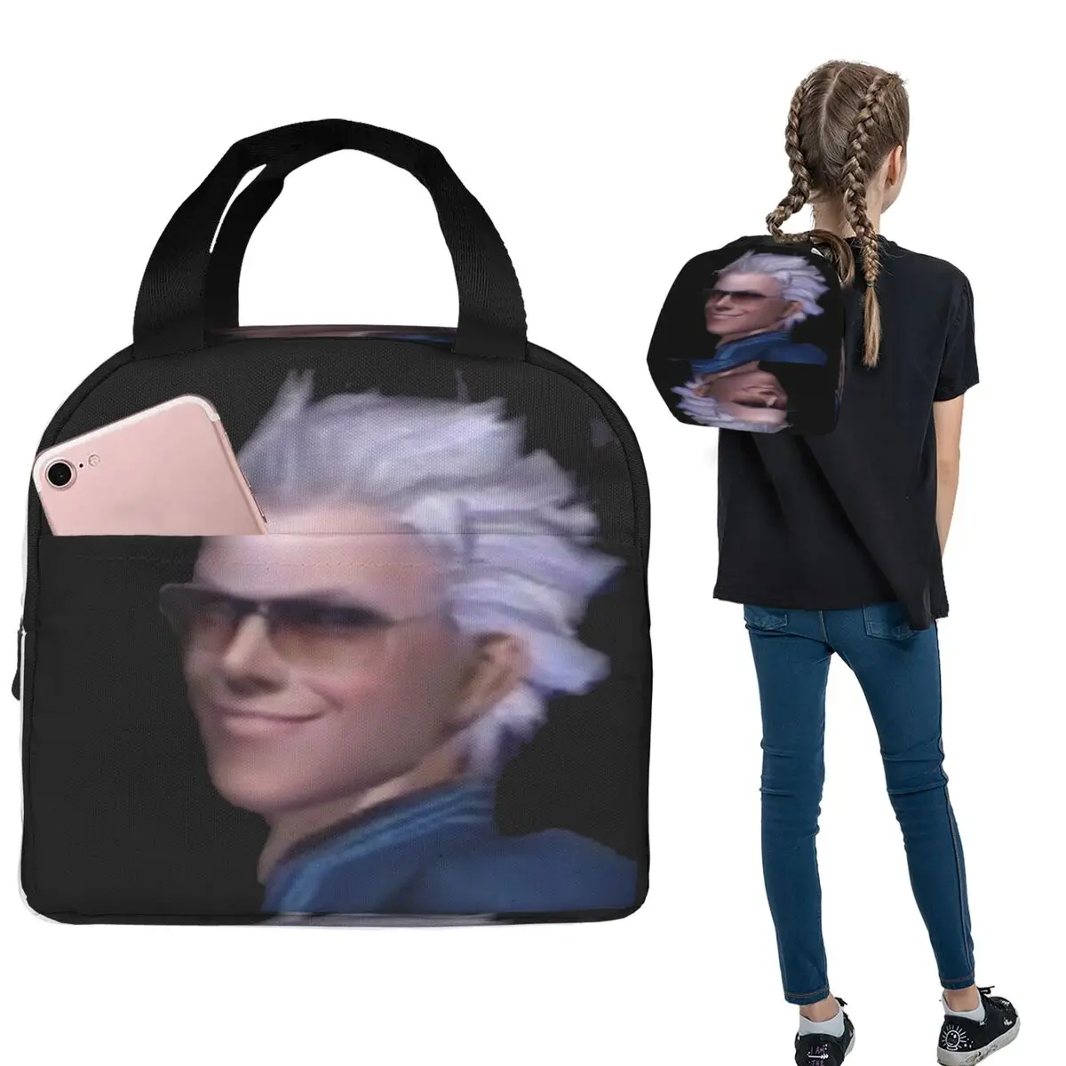 Vergil From The Devil May Cry Series Insulated Lunch Bag for Women Kids Portable Food Boxes Thermal Lunch Box Tote