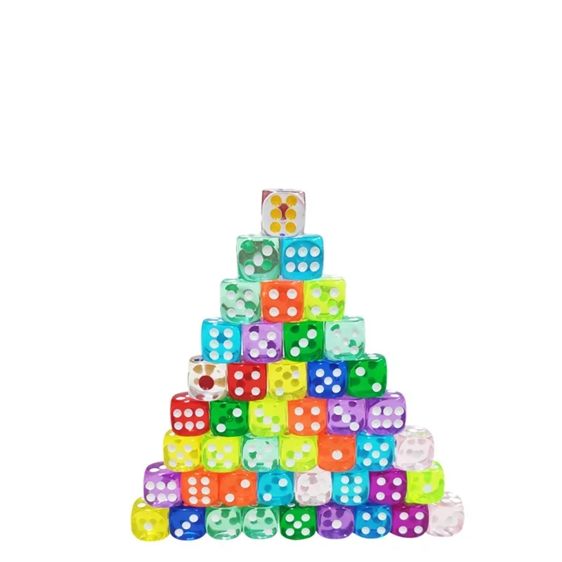 50 قطعة نرد مستدير شفاف ملون مجموعة نرد ملون شاشة ترفيهية نرد ملون