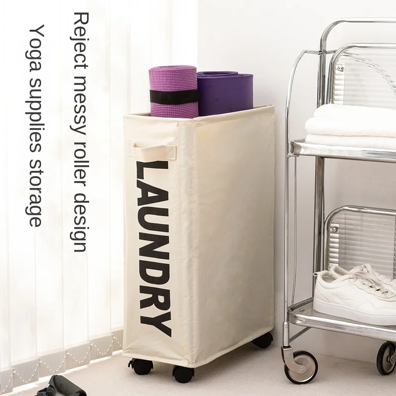 

Slim Laundry Basket With Stand Foldable Waterproof Sorter And Organizer On Wheels Tall Thin DirtyLaundryHamper Basket