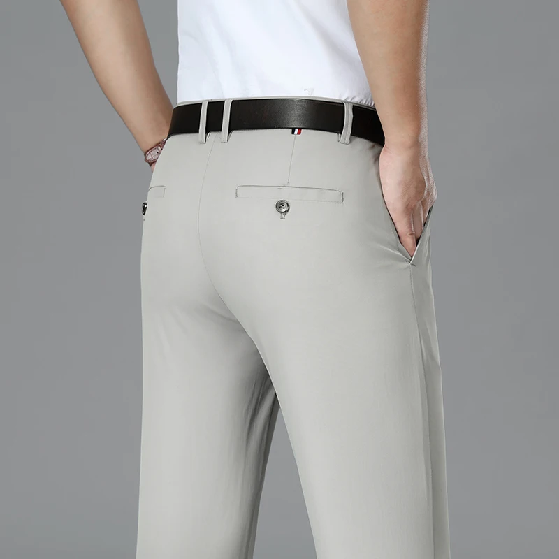 

Male Smart Casual Pants Stretchy Sports Men's Fast Dry Trousers Spring Summer Full Length Straight Office Black Navy Work Pants