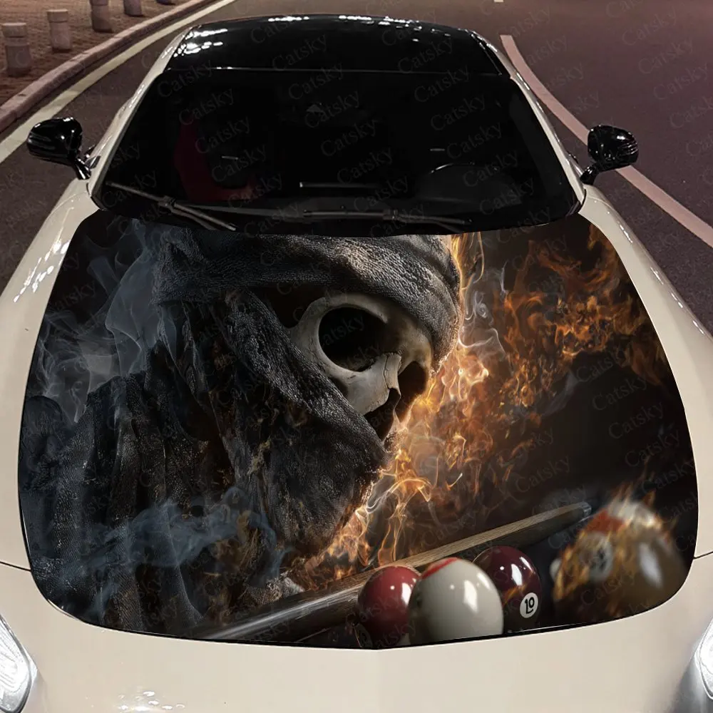 

Mysterious Billiards and Death Auto Cover Sticker, Waterproof and Self-adhesive Auto Hood Decal, Auto Vinyl Wraps, Cool Car Exte