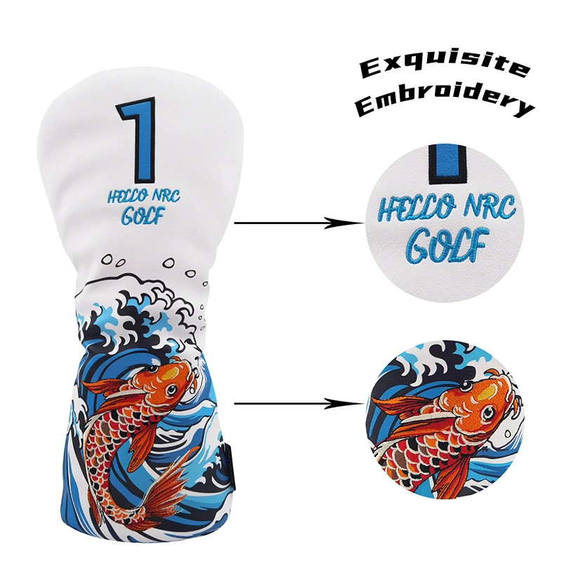 أغطية نوادي الجولف من الجلد الصناعي ، نمط كوي ، سائق ممر ، هجين ، مقاوم للماء ، واقي رأس ، ناعم ، متين ، خشب