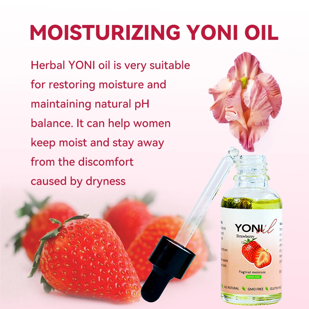 Strawberry Natural Yoni Essential Oil Feminine Hygiene Moisturise Vagina Rejuvenation Tightening Detox For Lady Remove Odor