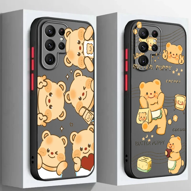 

Butter Bear Cartoon Fashion Frosted Translucent For Samsung A53 A52 A33 A32 A51 A71 A21S A13 A73 A50 A22 A12 5G TPU Phone Case