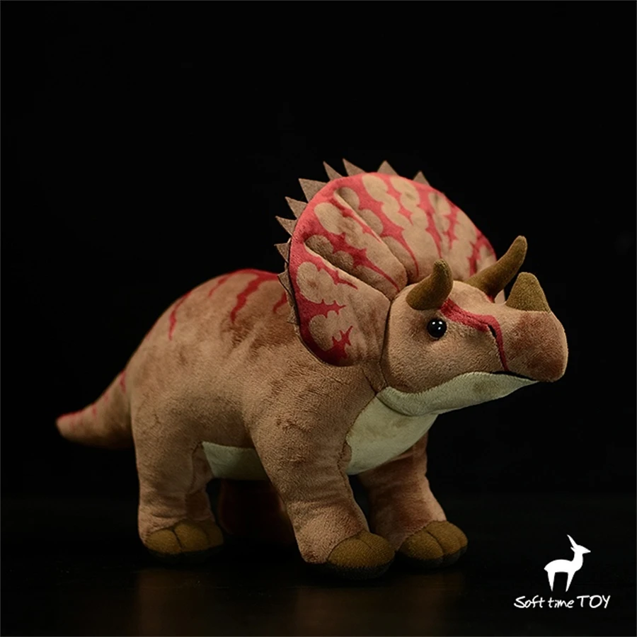 

Triceratops High Fidelity Anime Cute Jurassic Plushie Dinosaur Plush Toys Lifelike Animals Simulation Stuffed Doll Kawai Toy Gif