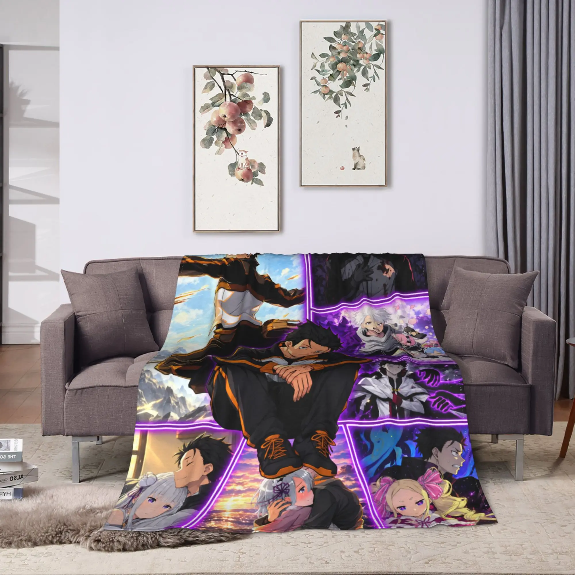 S-Subarus Natsuki Flannel Blanket Spring  Warm Throw Blanket for Children Bedroom Pattern Bedspread Sofa Bed Cover