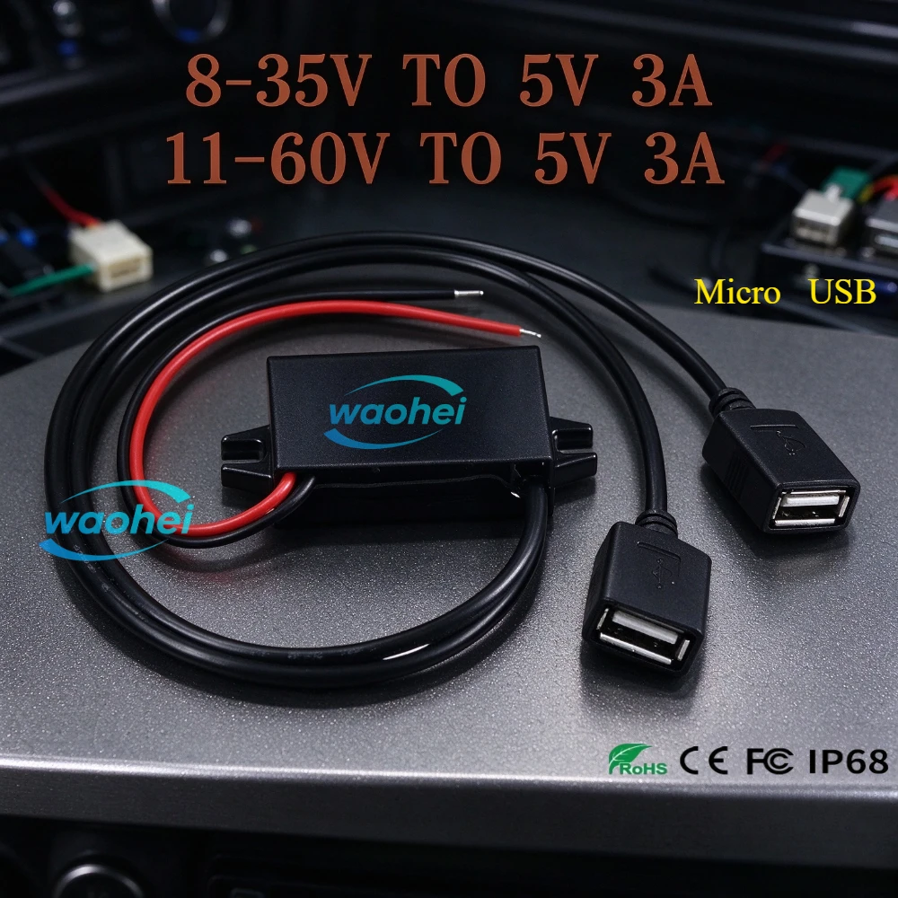 12V 24V48V 60V 72V 90V To 5V 3A  DC-DC Voltage Regulator Power Supply Buck Module Dual USB Type-C Micro USB Output Power Adapter
