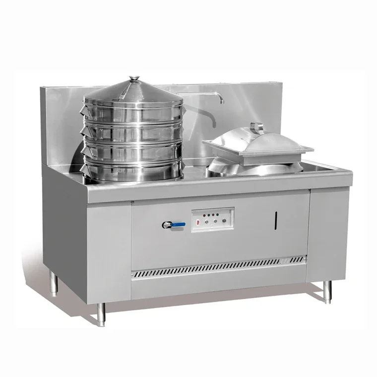 Commercial stainless steel gas working steamer with 1 burner, multifunctional steamer