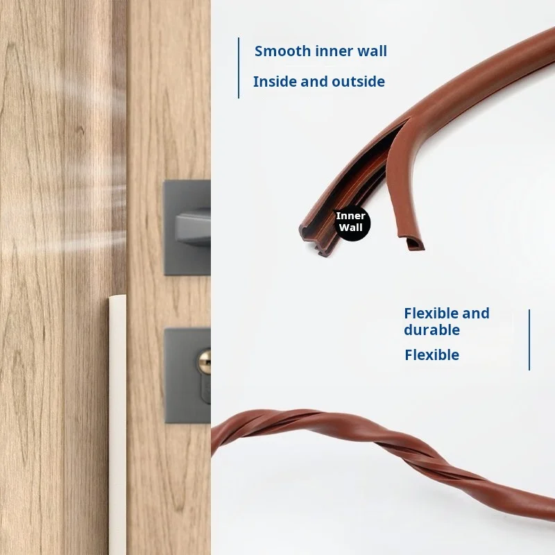 5M Door Gap Sealing Strip Solid Wooden Door Anti-collision Strip Bedroom Door Soundproof Indoor Card Slot Door Adhesive Strip