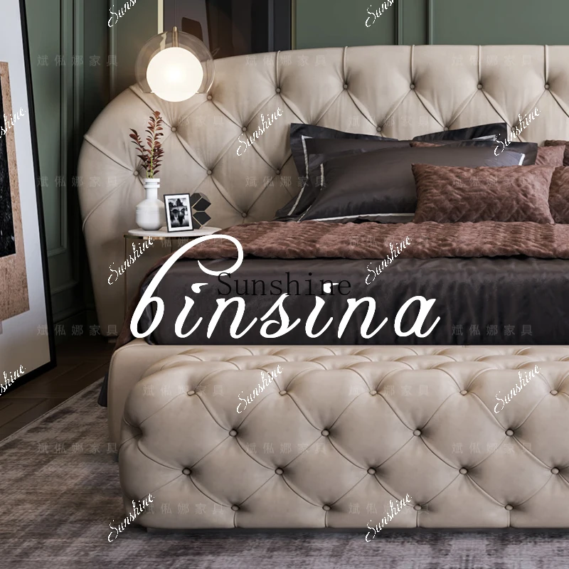 ] American double/light luxury princess/atmospheric buckle/master bedroom marriage bed/simple and modern  FT