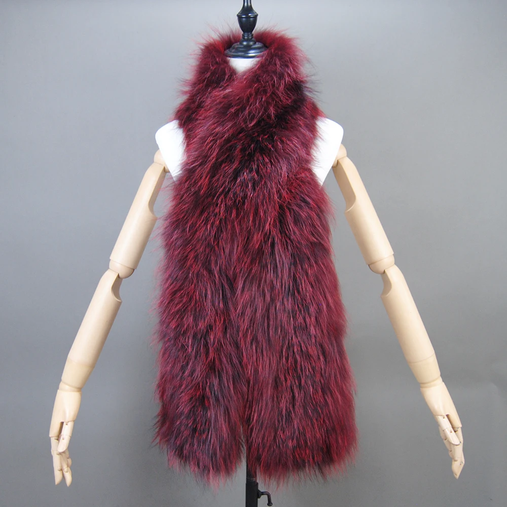 Women’s Scarf Soft Knitted Lady Long Style Real Fox Fur Shawl Wrap Natural Fox Fur Ring Scarves Winter Warm Real Fox Fur Scarf