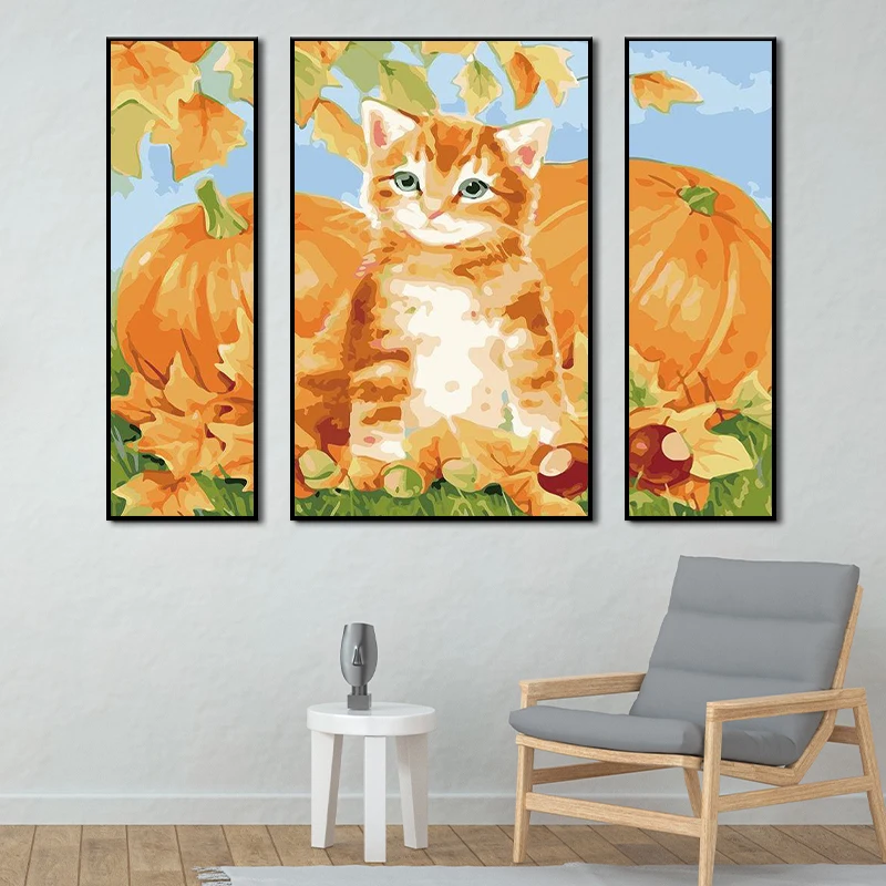 

GATYZTORY Paint By Number Cat Animals Full Set Pictures Oil Painting By Numbers Cat Drawing An Canvas Home Decoration DIY Gift