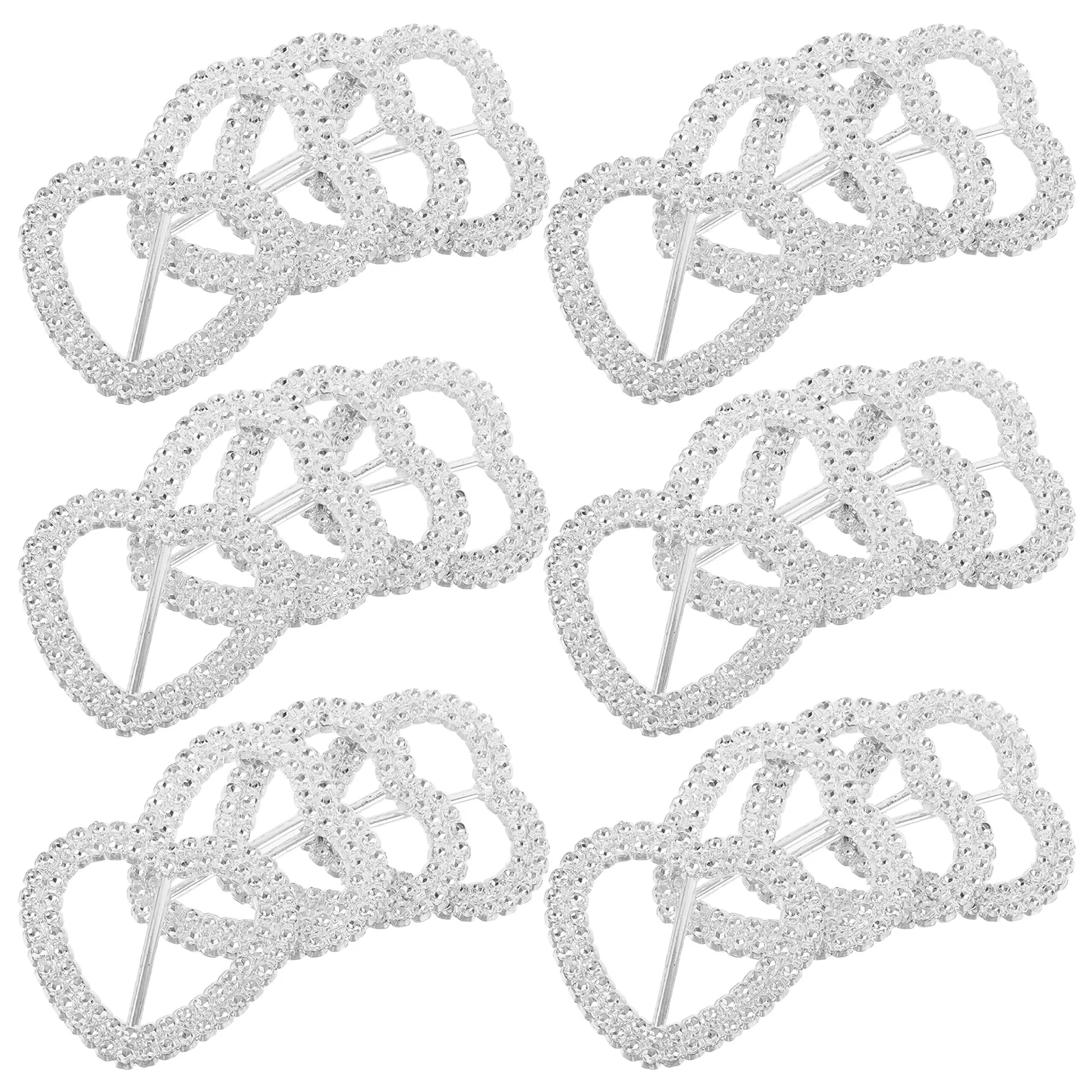 

100 Pcs Peach Heart Waist Buckle Shaped Scarf Rhinestone Blouse Clasp Three Gear Slider Clip Plastic