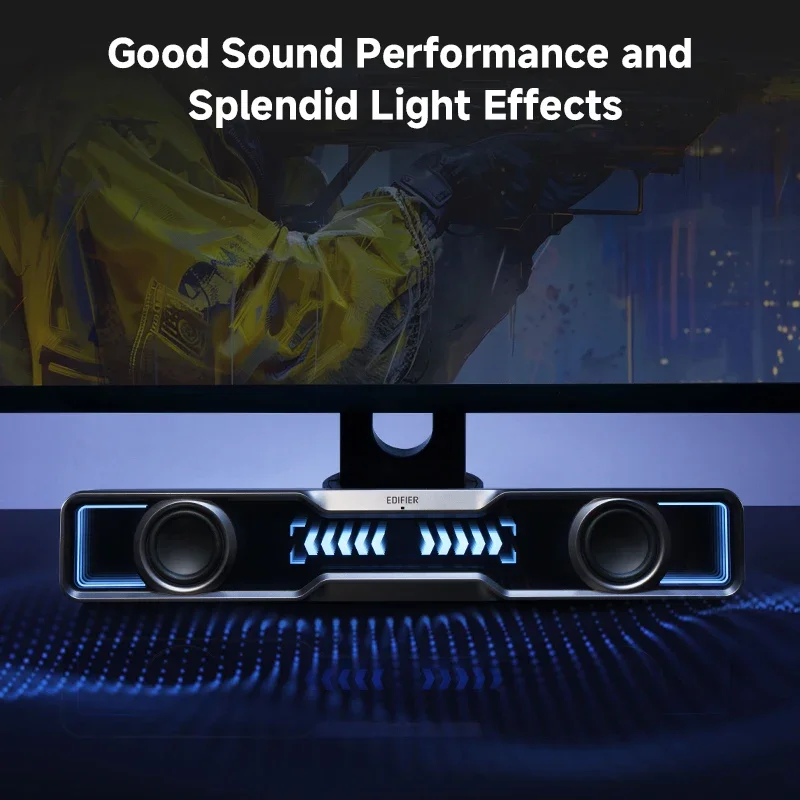 Edifier QS30 Computer Speakers Mini Soundbar USB Speakers with Bluetooth 5.4 Built-in Microphone RGB Lighting for PC Laptop