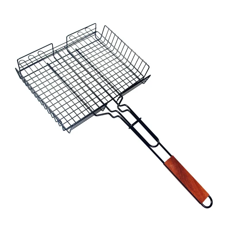 

Grilled Bones Durable Grilled Fish Long Handle Bold Fast Charcoal Grilled Three-dimensional BBQ Mesh BBQ Tool
