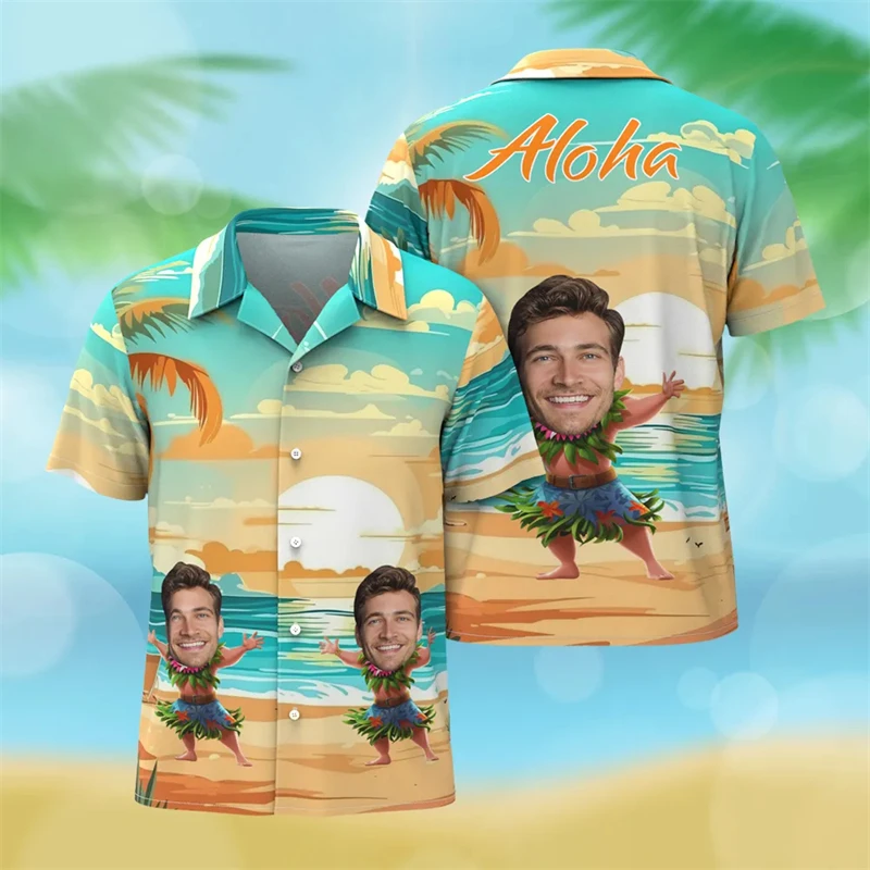 

Funny Custom Face Hawaiian Shirt Men Women 3d Printed Tropical Shirts Family Short Sleeve Summer Street Beach Aloha Shirts